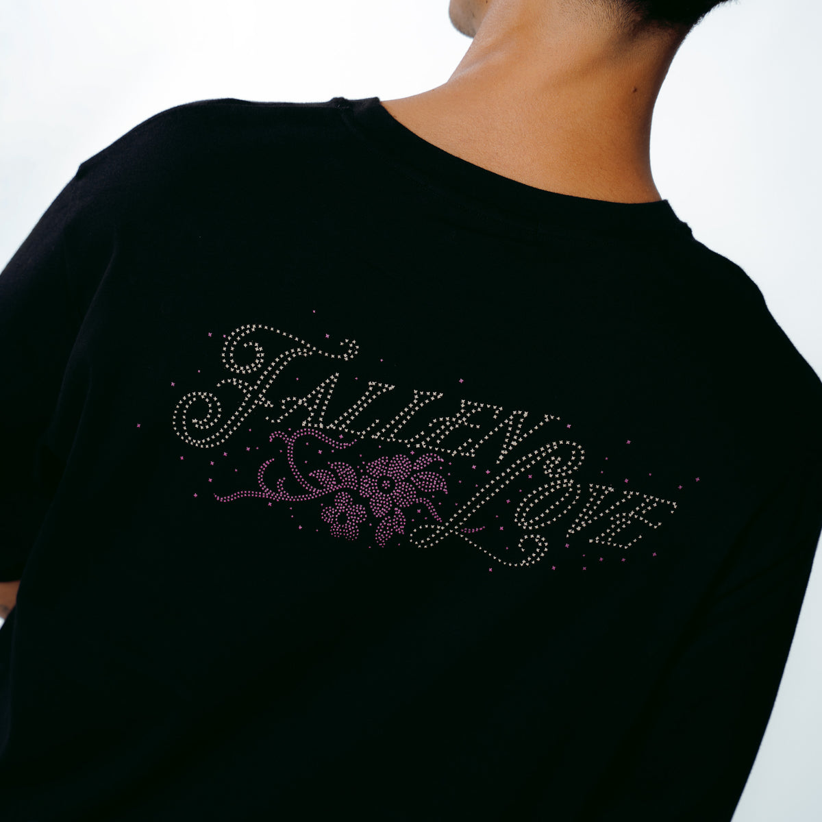 FALLEN LOVE RIBBED TEE BLACK