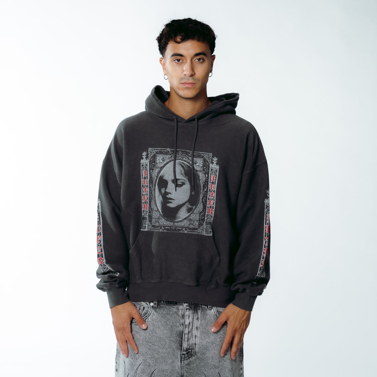 FALLEN LOVE REVERSE HOODIE ASPHALT