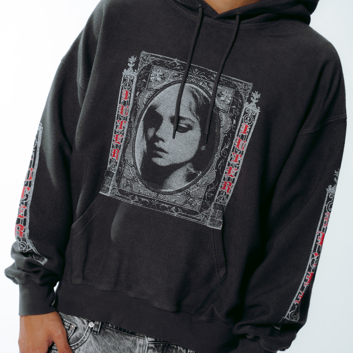 FALLEN LOVE REVERSE HOODIE ASPHALT
