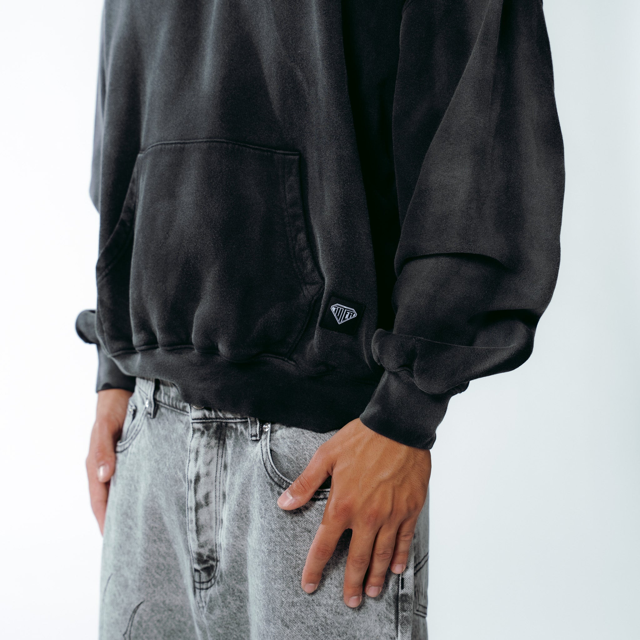 LABEL MARBLE HOODIE MARBLE BLACK